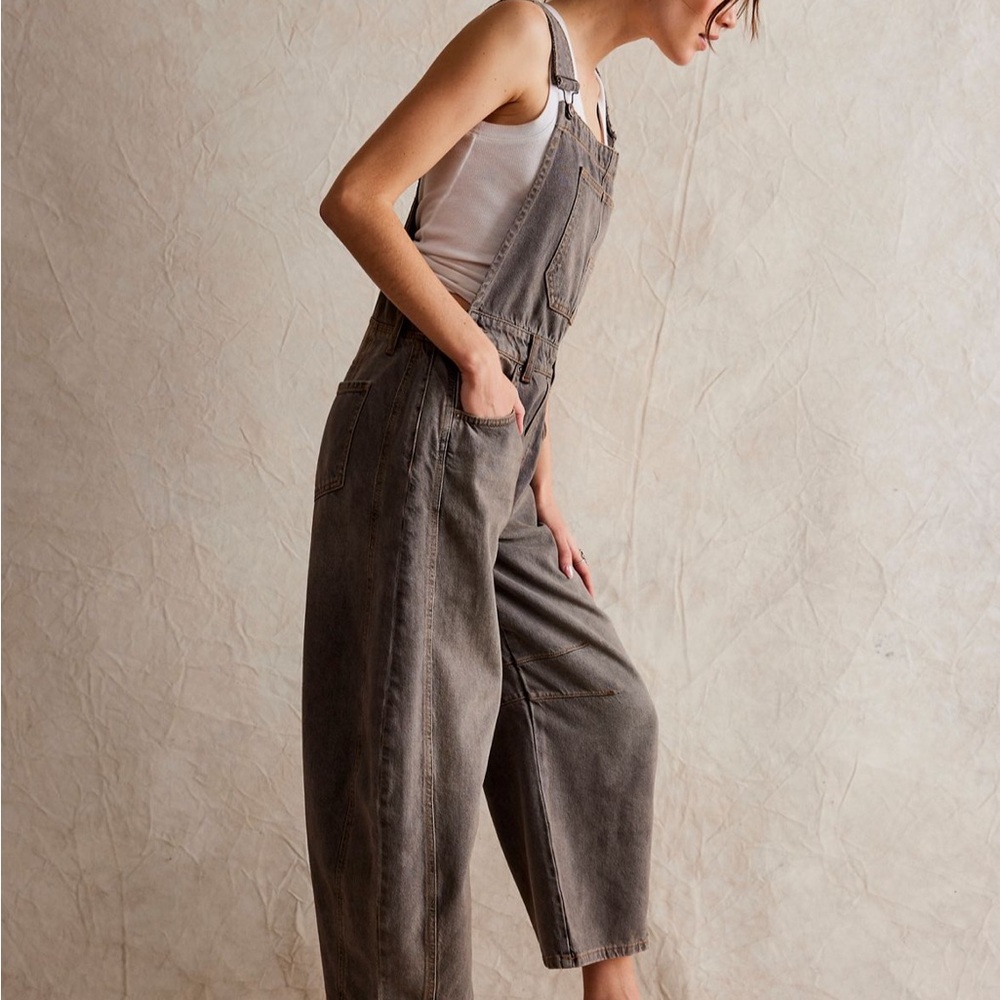 Women's Gray Denim Overalls - Picture 3 of 3